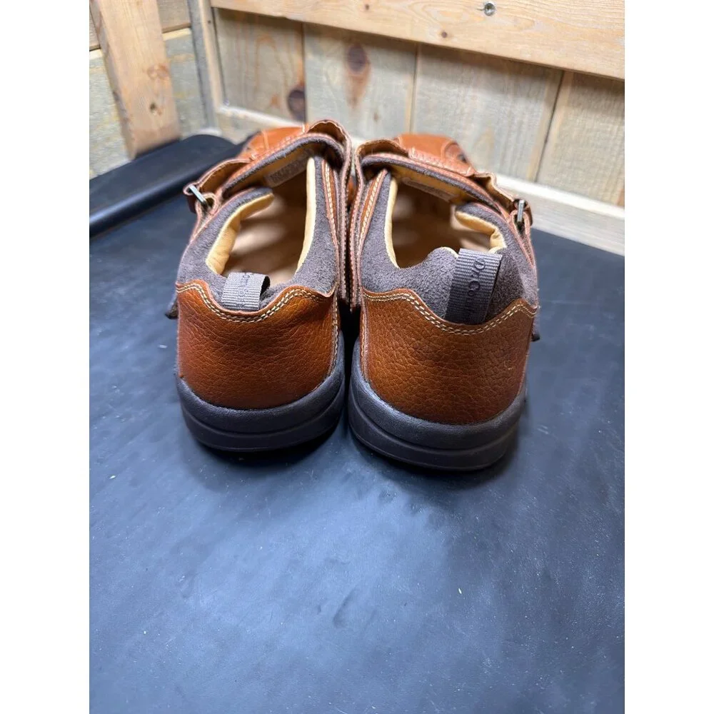 Dr. Comfort Fisherman Mens Sandal 13XW Full-Grain Leather Brown Tan